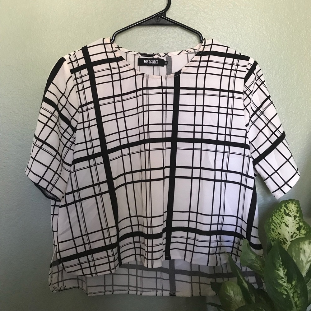 Misguided checkered top blouse
